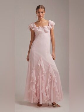 Delicate Ruffle-Trim Light Pink Maxi Dress (ASOS)